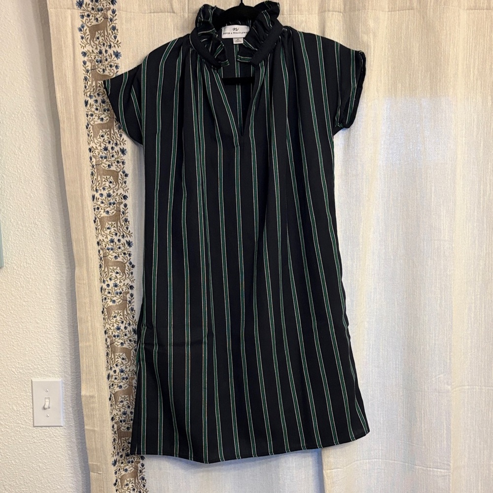 Striped navy and Green Dress